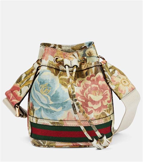 gucci pink floral bucket bag|gucci ophidia denim bag.